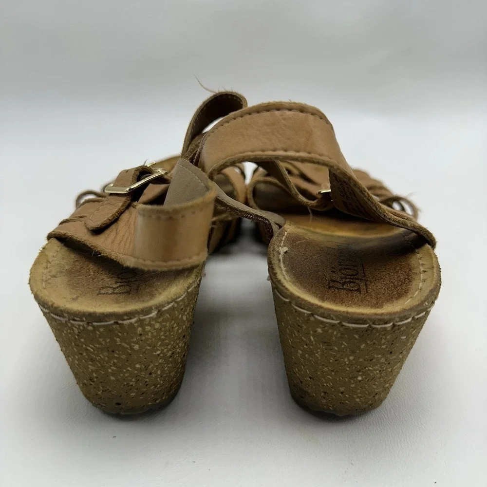 Bjorndal Lily Strappy Wedge Sandals Womens Brown Leather 6M Comfort strappy Cork